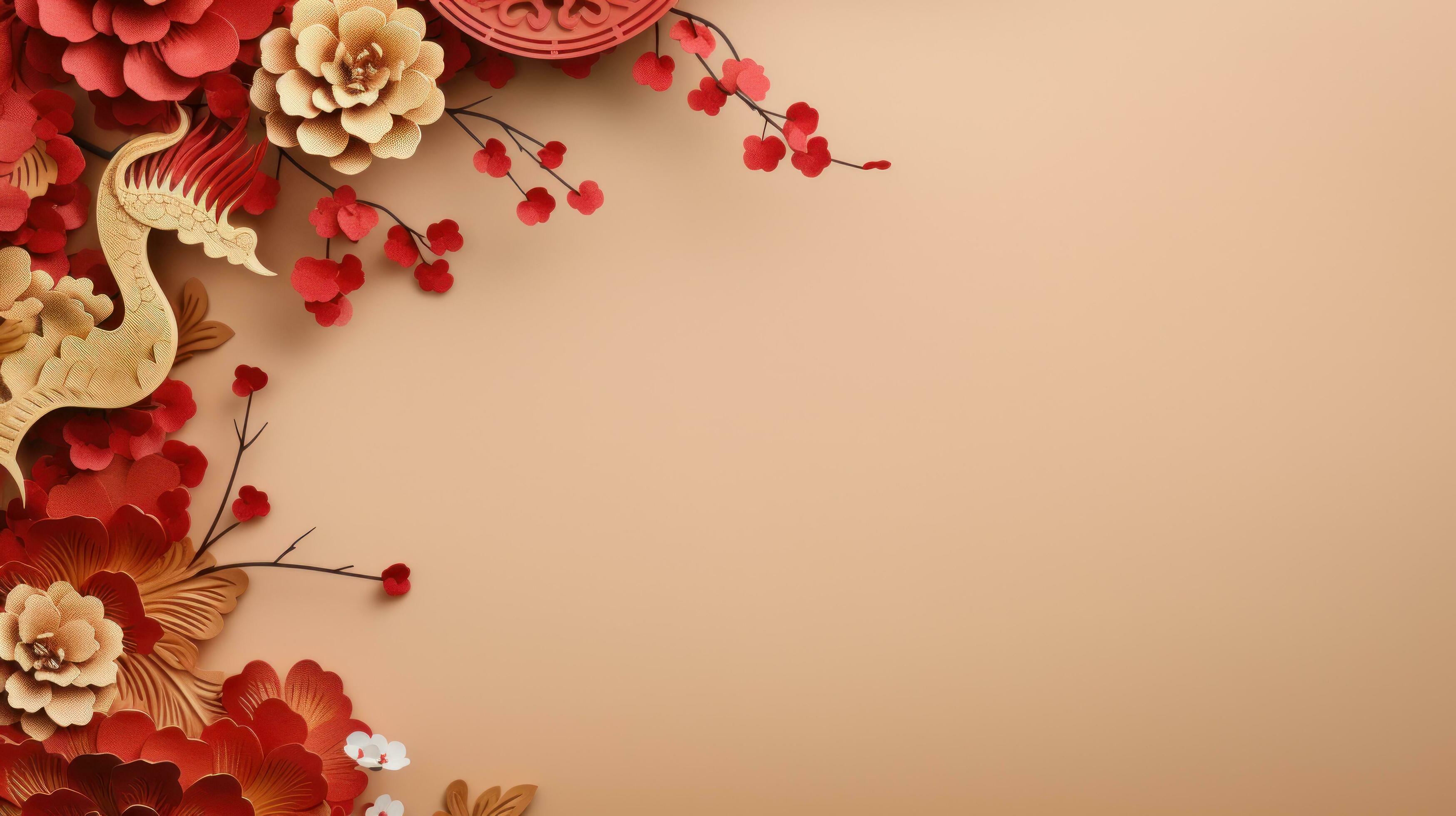 Chinese holiday background with flowers Stock Free