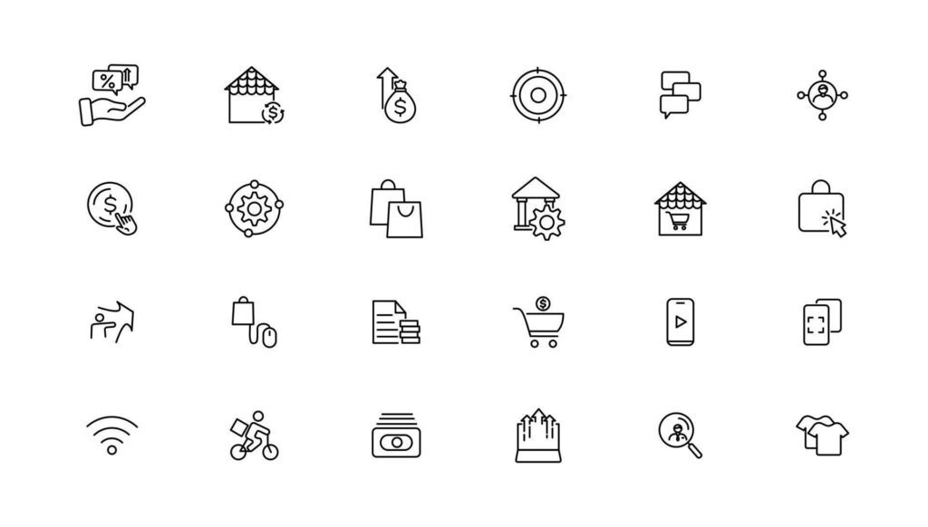 Digital business linear icons collection.Set of thin line web icon set, simple outline icons collection, Pixel Perfect icons,. Stock Free