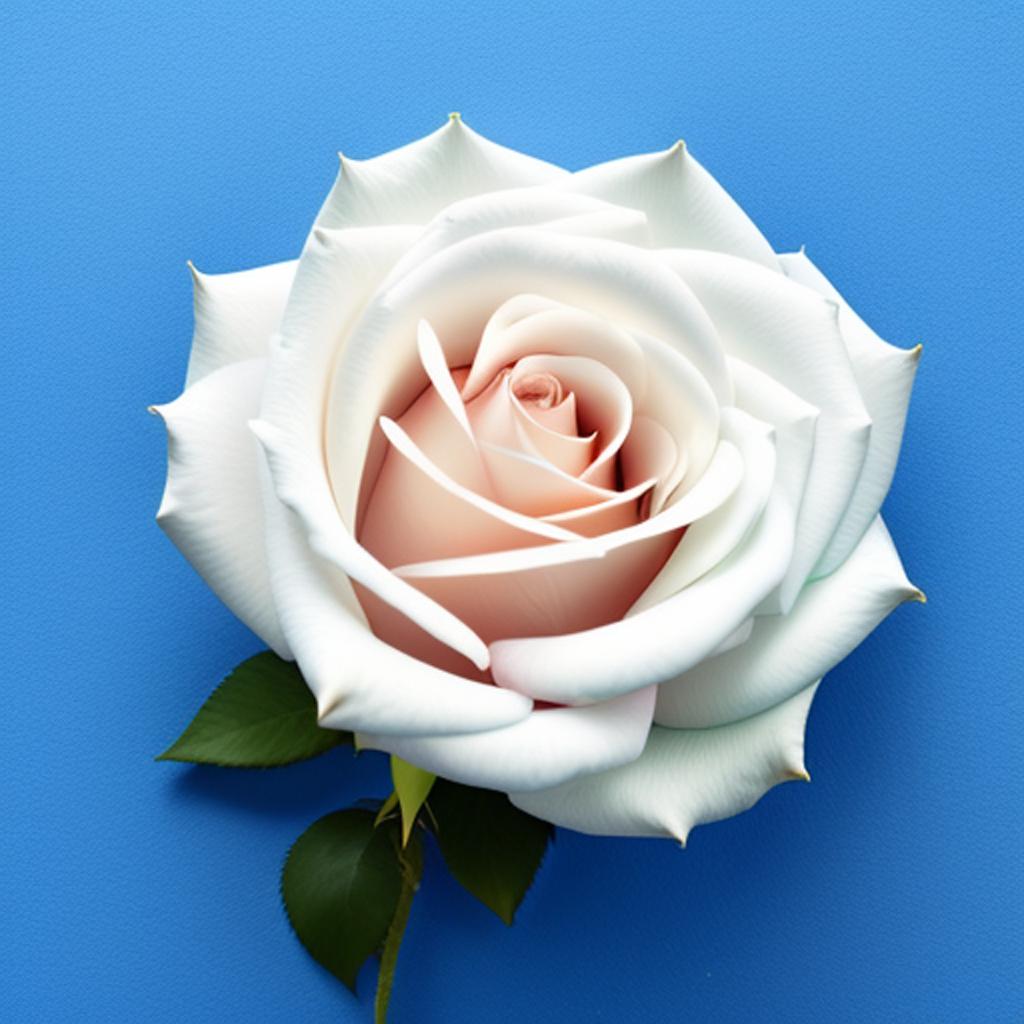 Blue background, white rose by @ai_generated