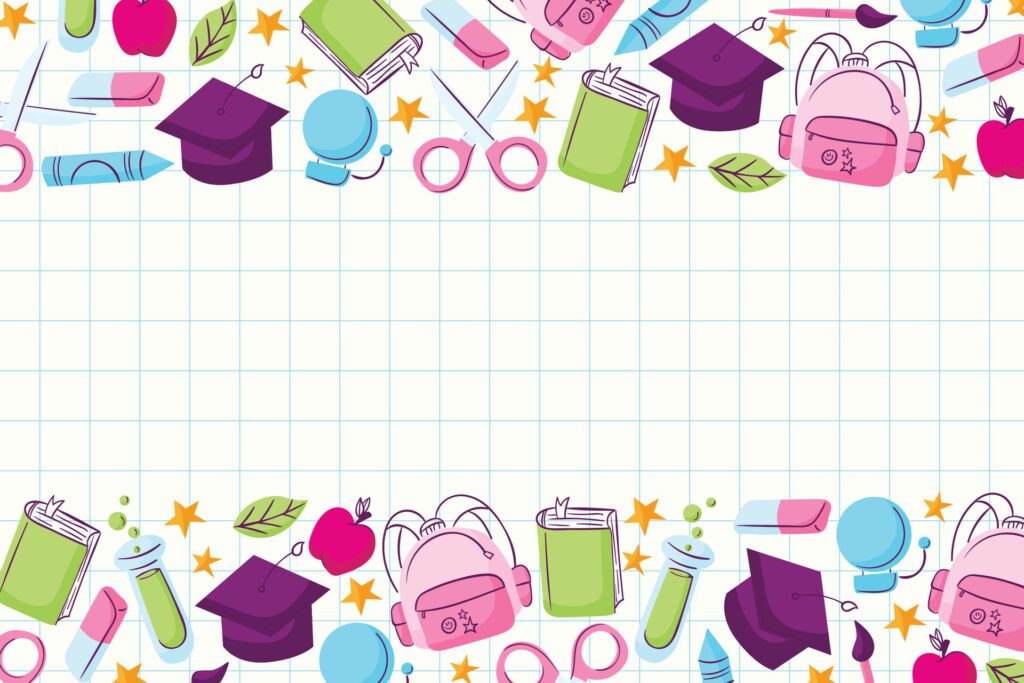 back to school background with school supplies Free Vector