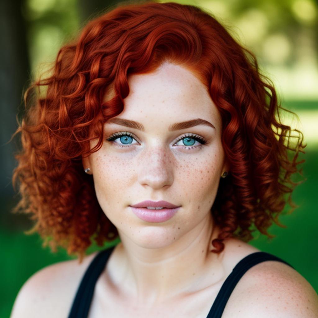 Woman with curly red by @ai_generated