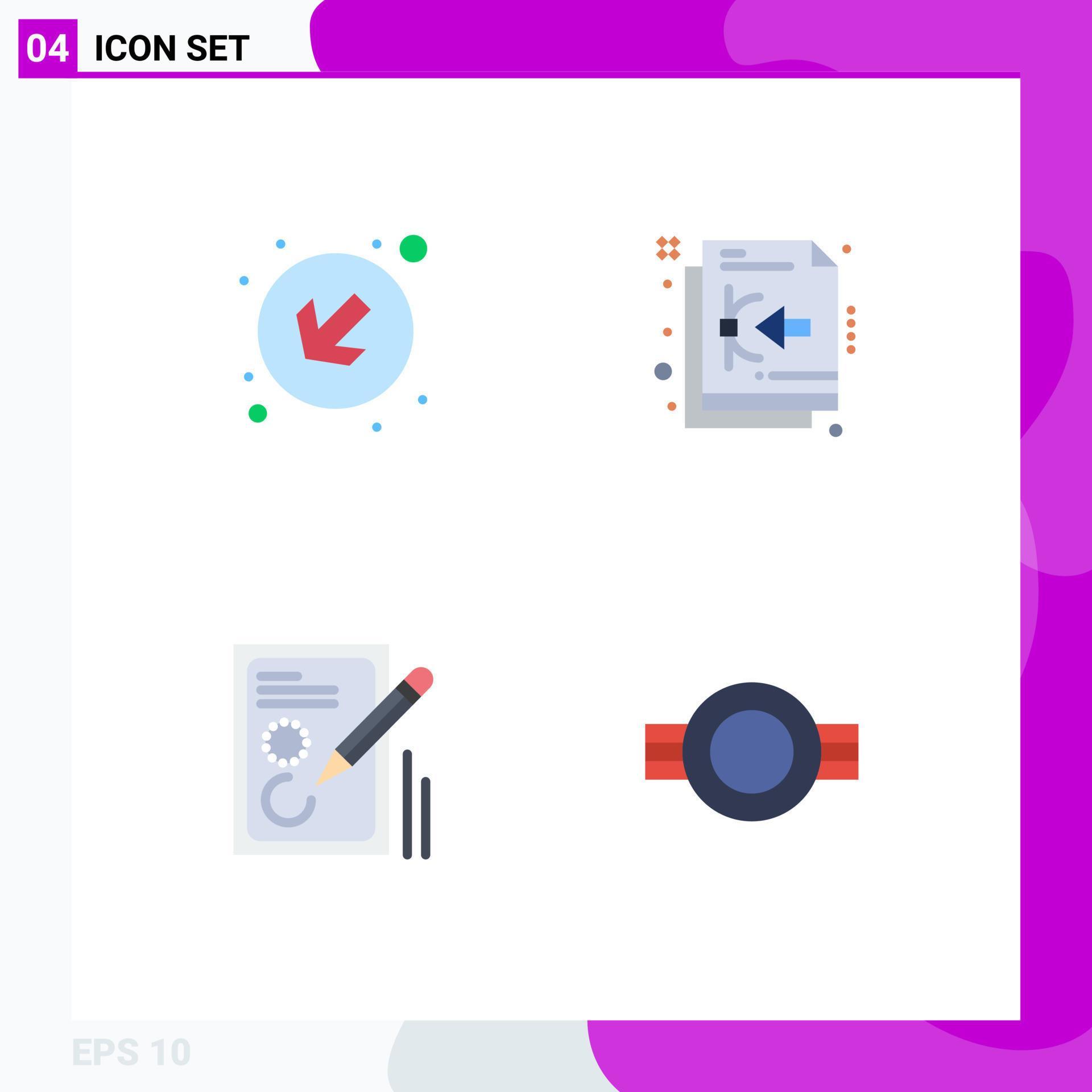 Group of 4 Flat Icons Signs and Symbols for arrow document bezier file drawing Editable Vector Design Elements Stock Free