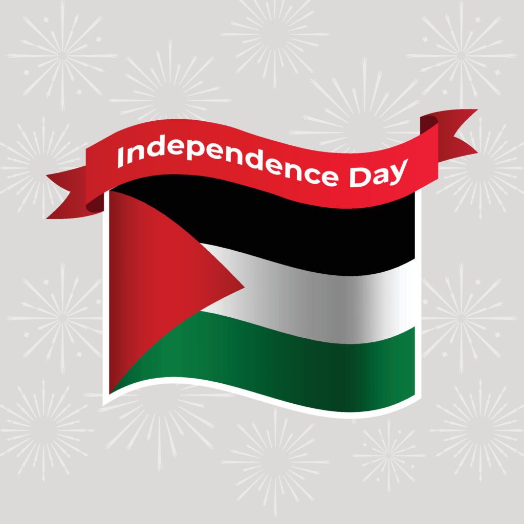 Palestine Wavy Flag Independence Day Banner Background Free Vector