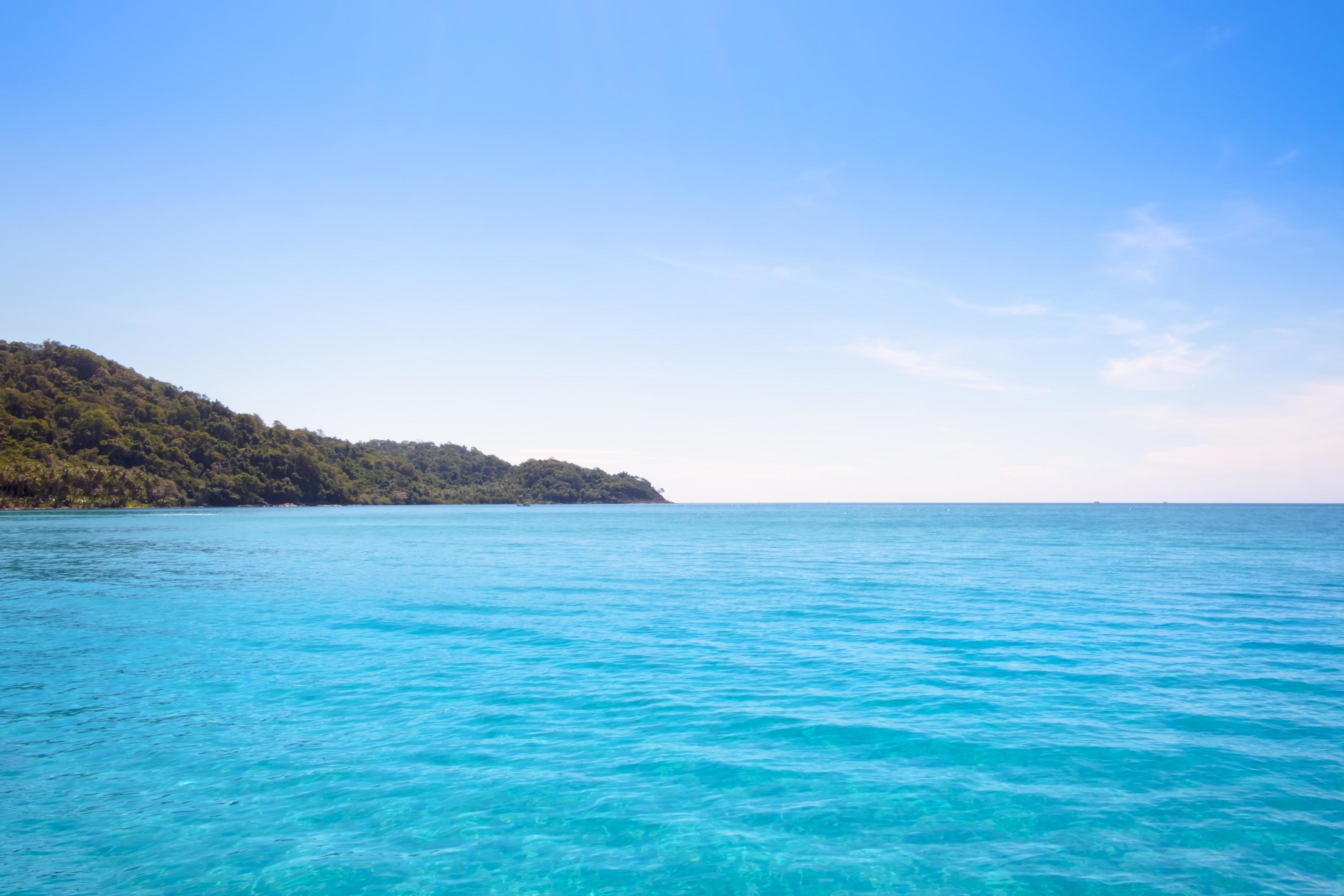 Beautiful tropical beach as summer seascape with blue sky for travel in holiday relax time,on nature background at koh kood Thailand Stock Free