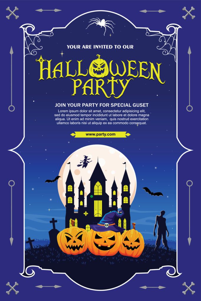 Halloween spooky cartoon illustration banner background Free Vector