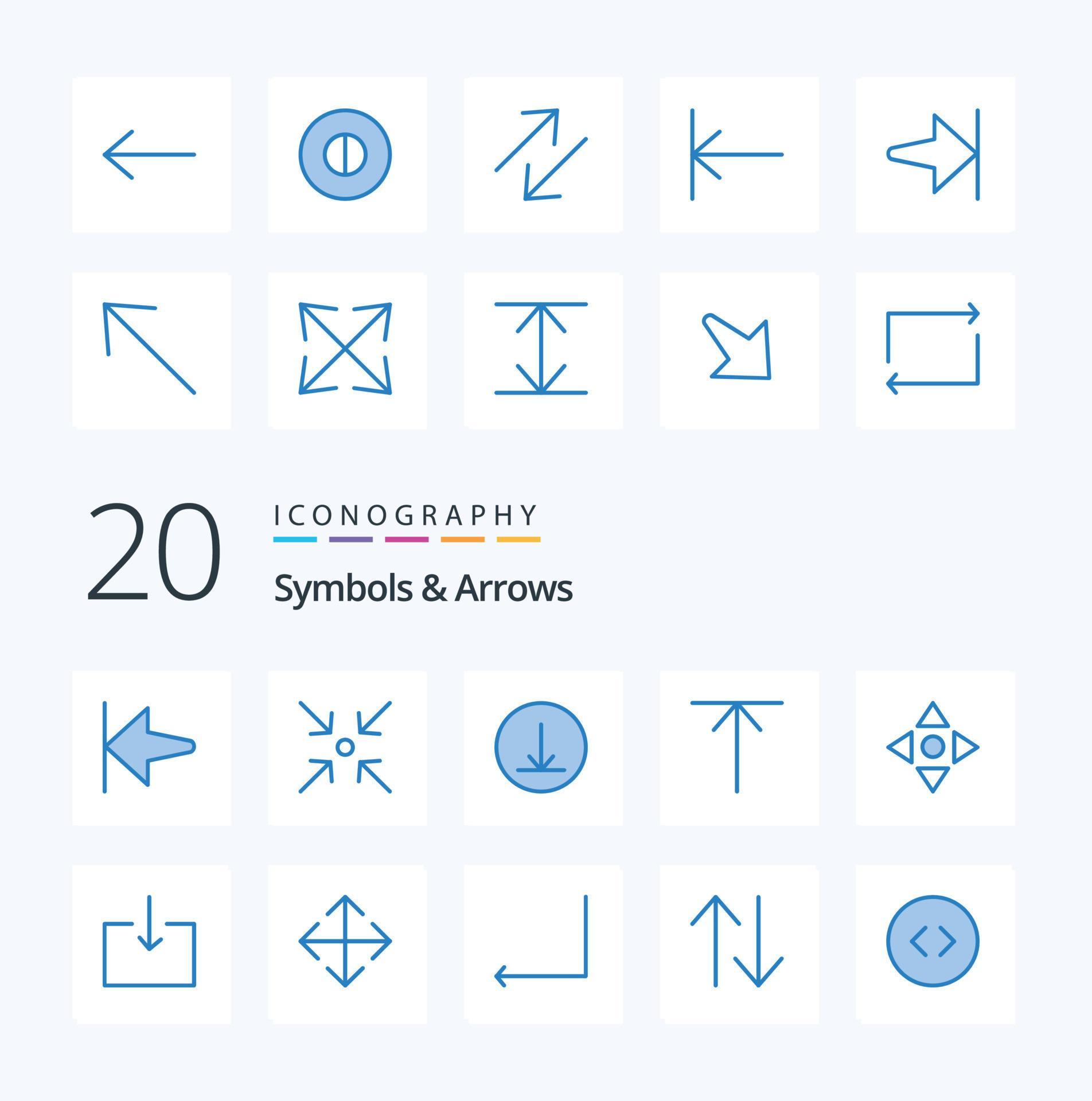 20 Symbols Arrows Blue Color icon Pack like home download arrow circle collapse Stock Free