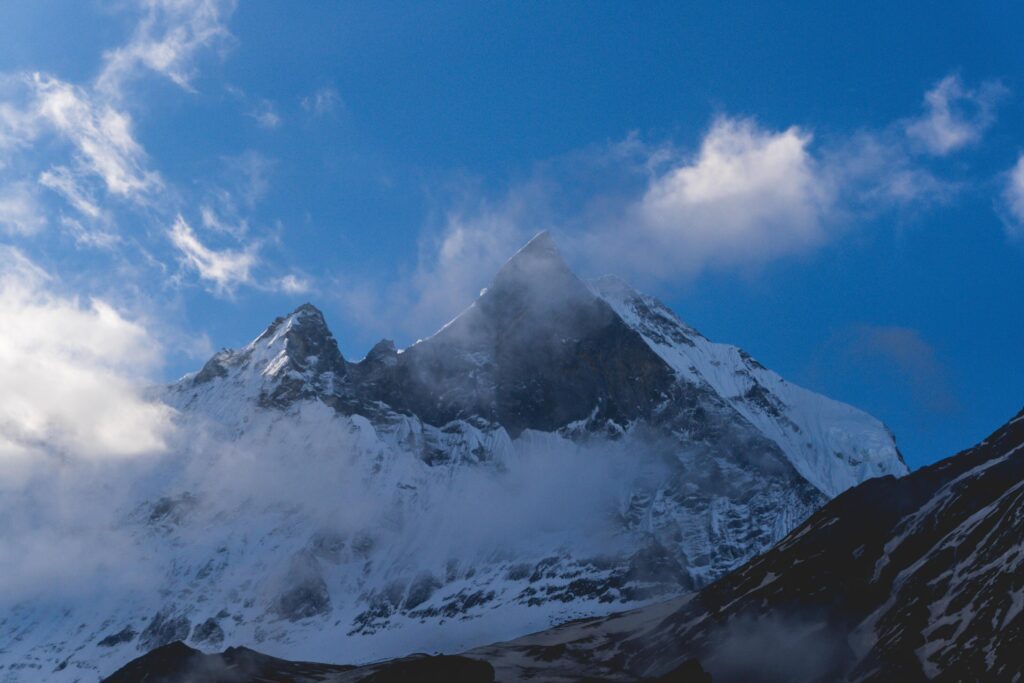 Mountain in Nepal, Annapurna Base Camp, Machapuchare Mountain, Annapurna Trekking, Travel in Nepal Stock Free