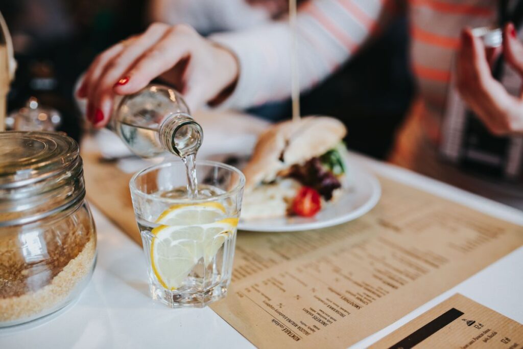 Tasty vegetable sandwich with drinks Stock Free