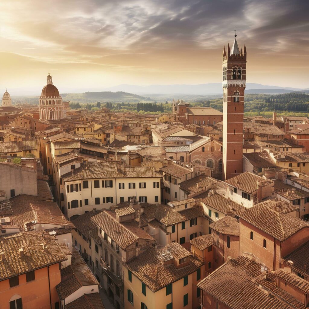 Panoramic aerial cityscape of Venice with Santa Maria della Salute church, Veneto, Italy , generate ai Stock Free