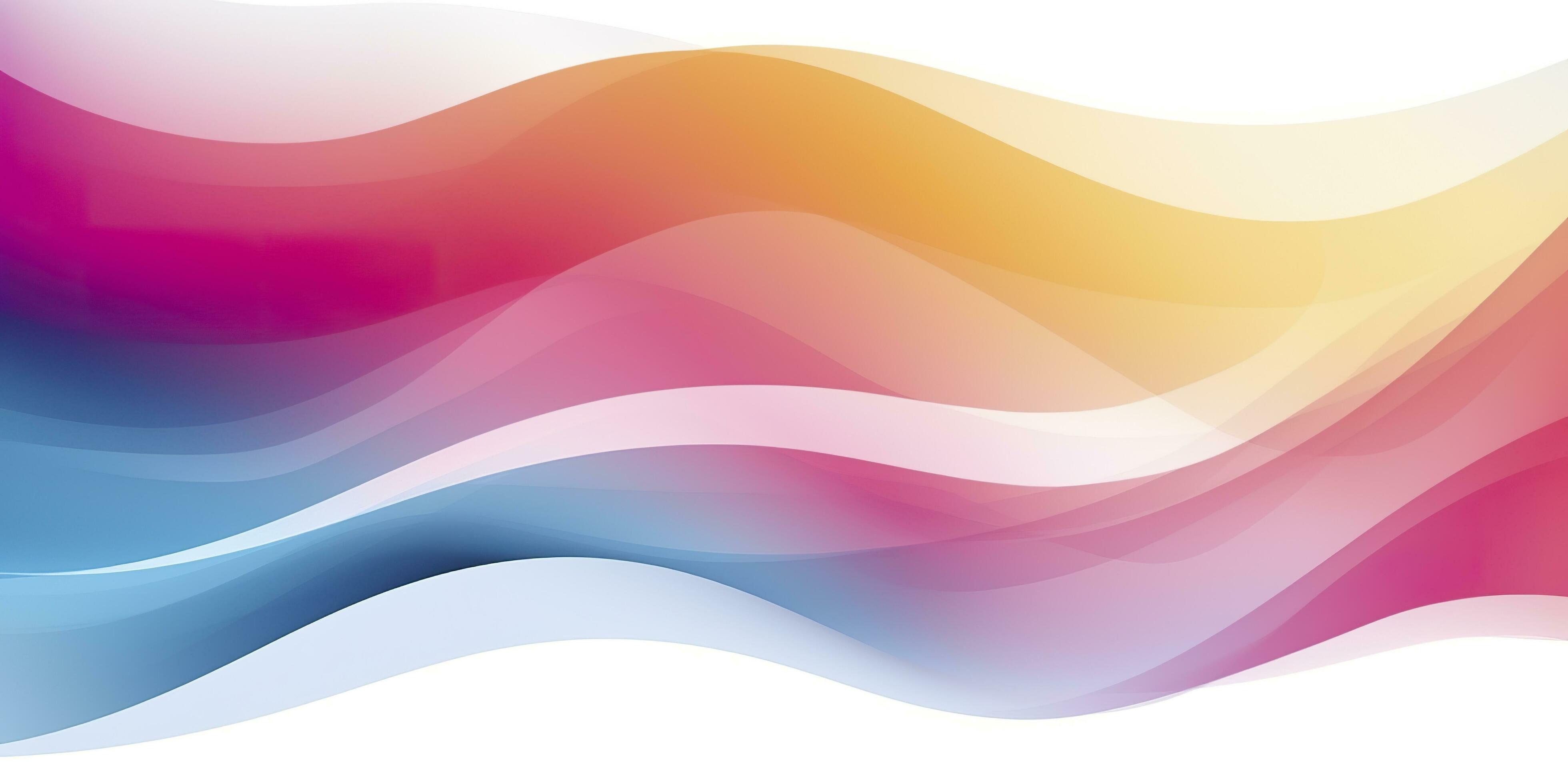 Colorful abstract wave lines flowing horizontally on a white background, ideal for technology, music, science and the digital world. AI Generative Stock Free