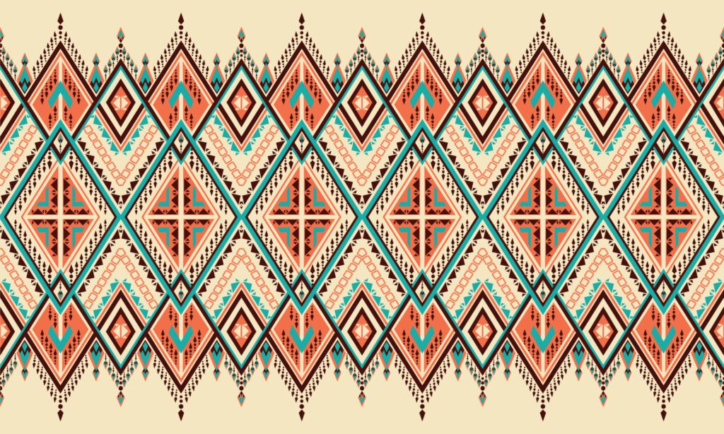 Abstract ethnic ikat chevron pattern background. ,carpet,wallpaper,clothing,wrapping,Batik,fabric,Vector illustration.embroidery style. Free Vector