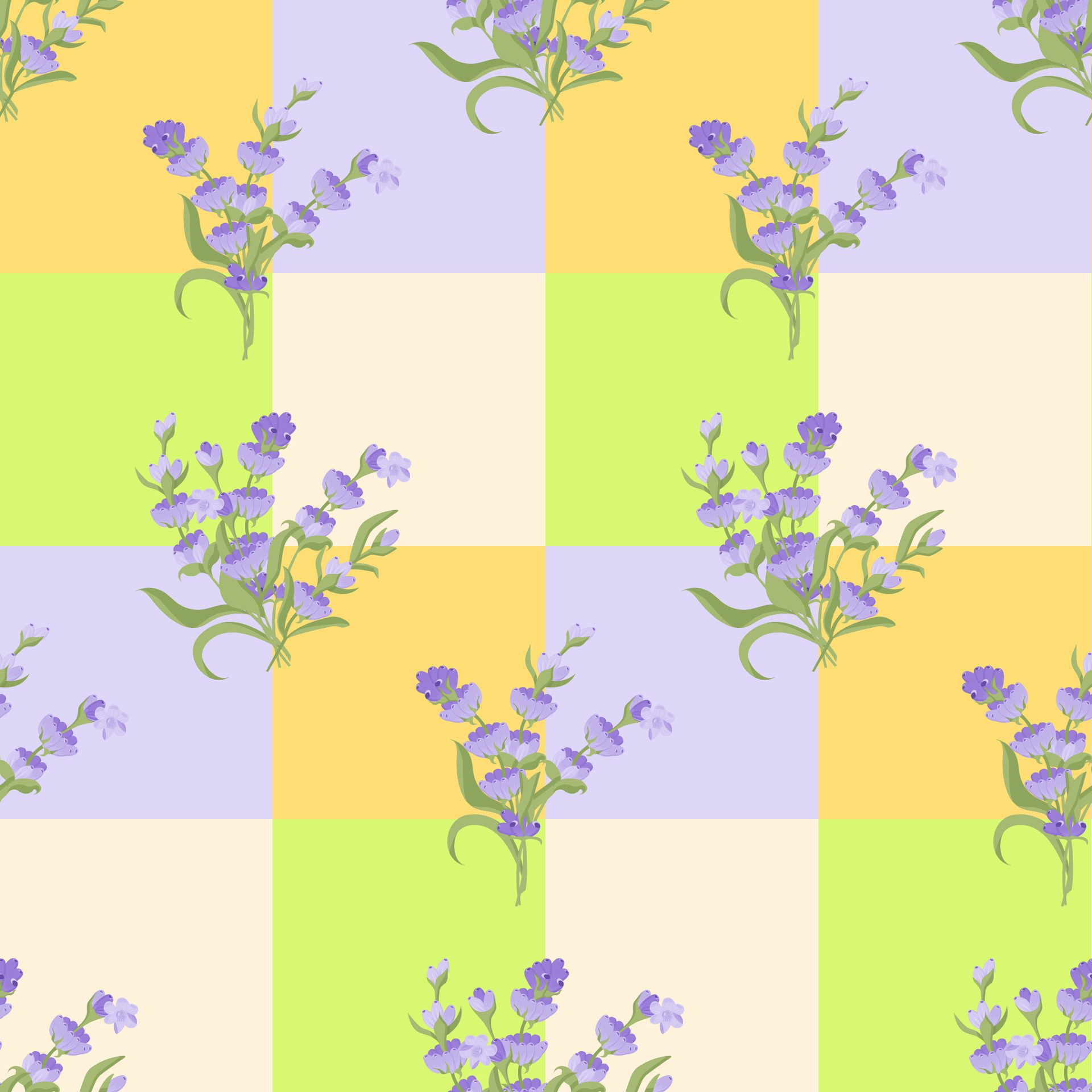 A sprig of lavender. Purple flower. Seamless pattern. illustration. Free Vector