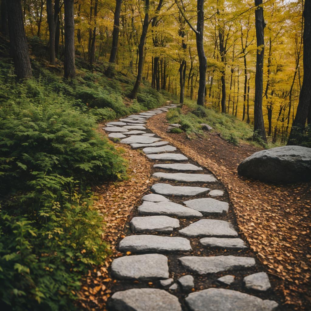 Stone path winding through by @ai_generated