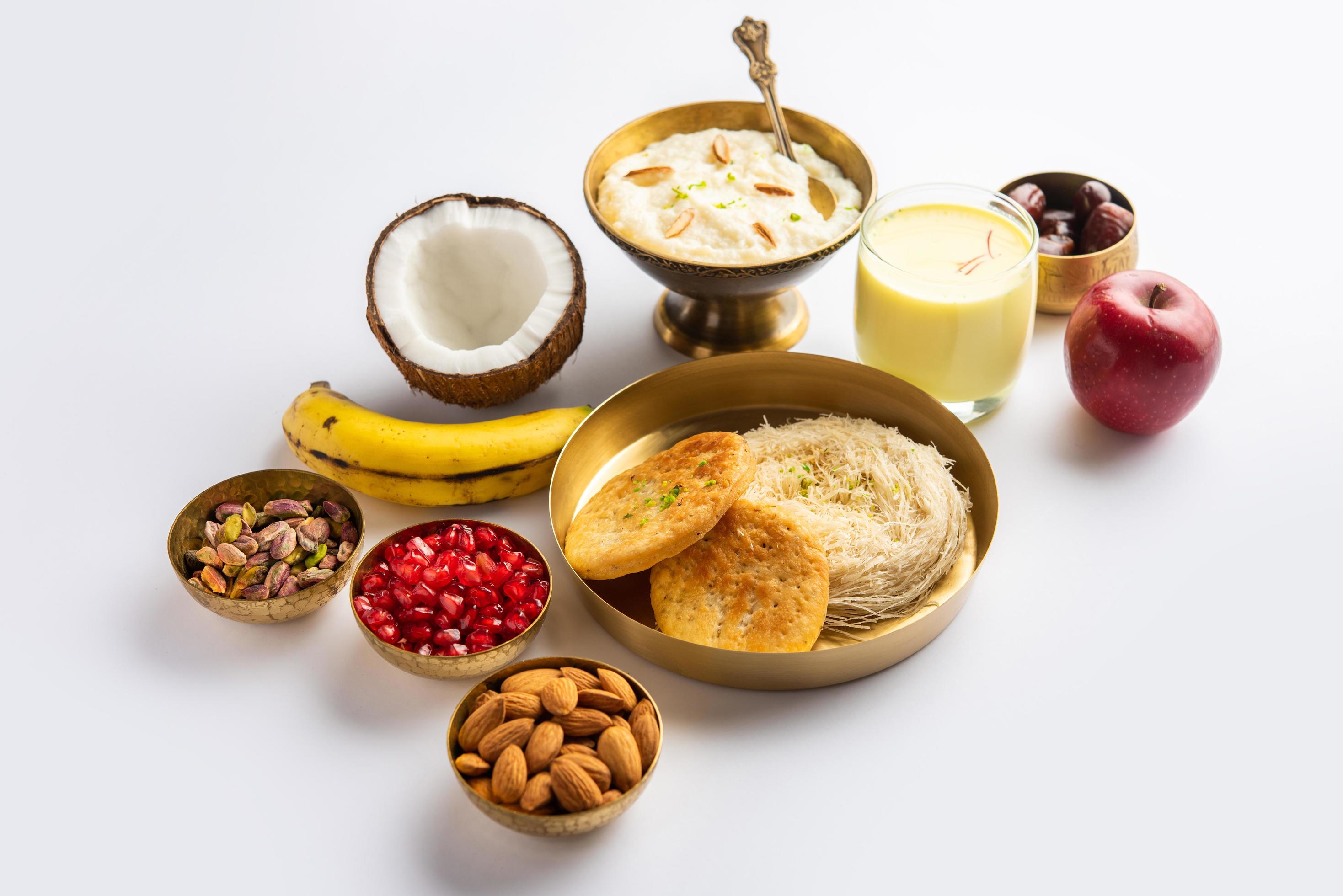 Sargi – Karwa Chauth breakfast menu before starting fasting or upwas on karva chauth, Indian food Stock Free