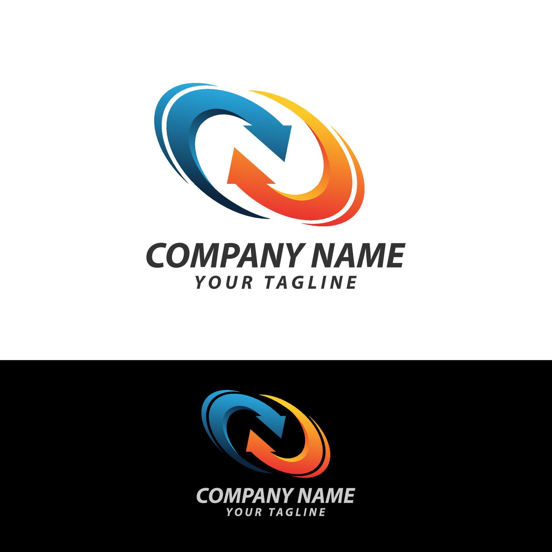 illustrated logo of two spinning arrows, Vector sign air conditioning and heating. EPS10 Stock Free and Free SVG