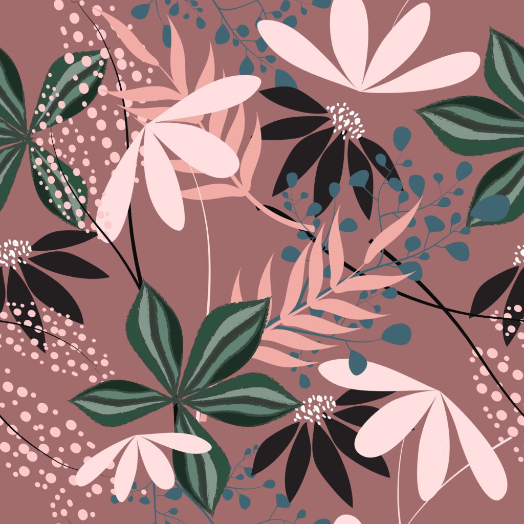 Vintage tropical floral pattern Free Vector