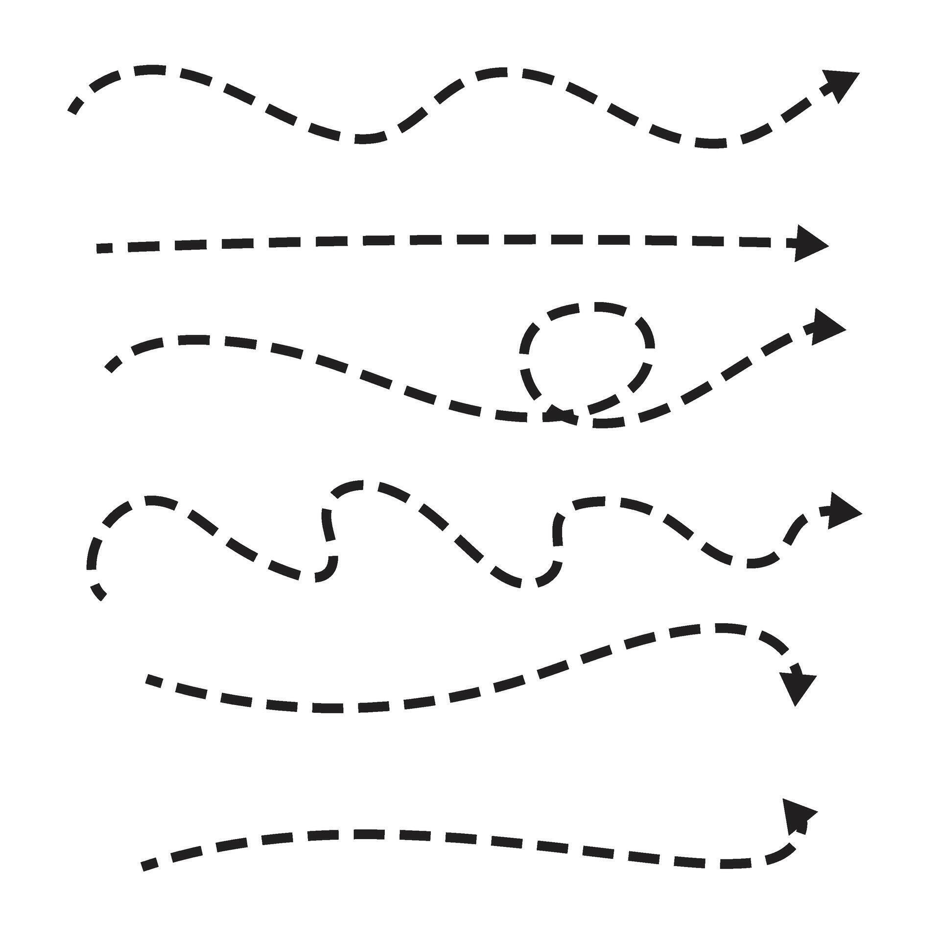 Hand drawn dash arrow set illustration . Stock Free