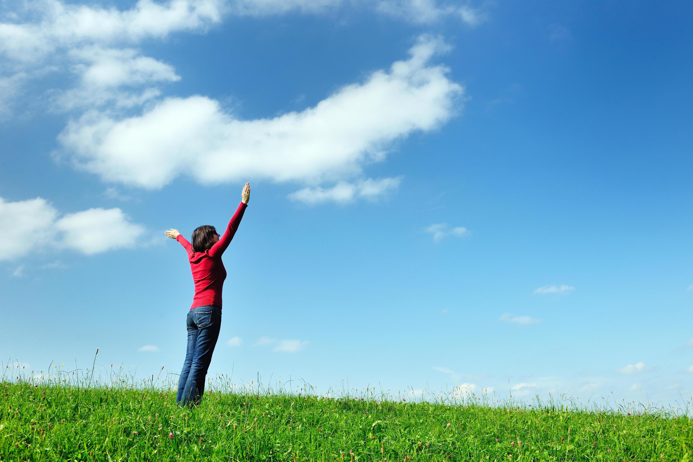 happy young woman outdoor in nature Stock Free