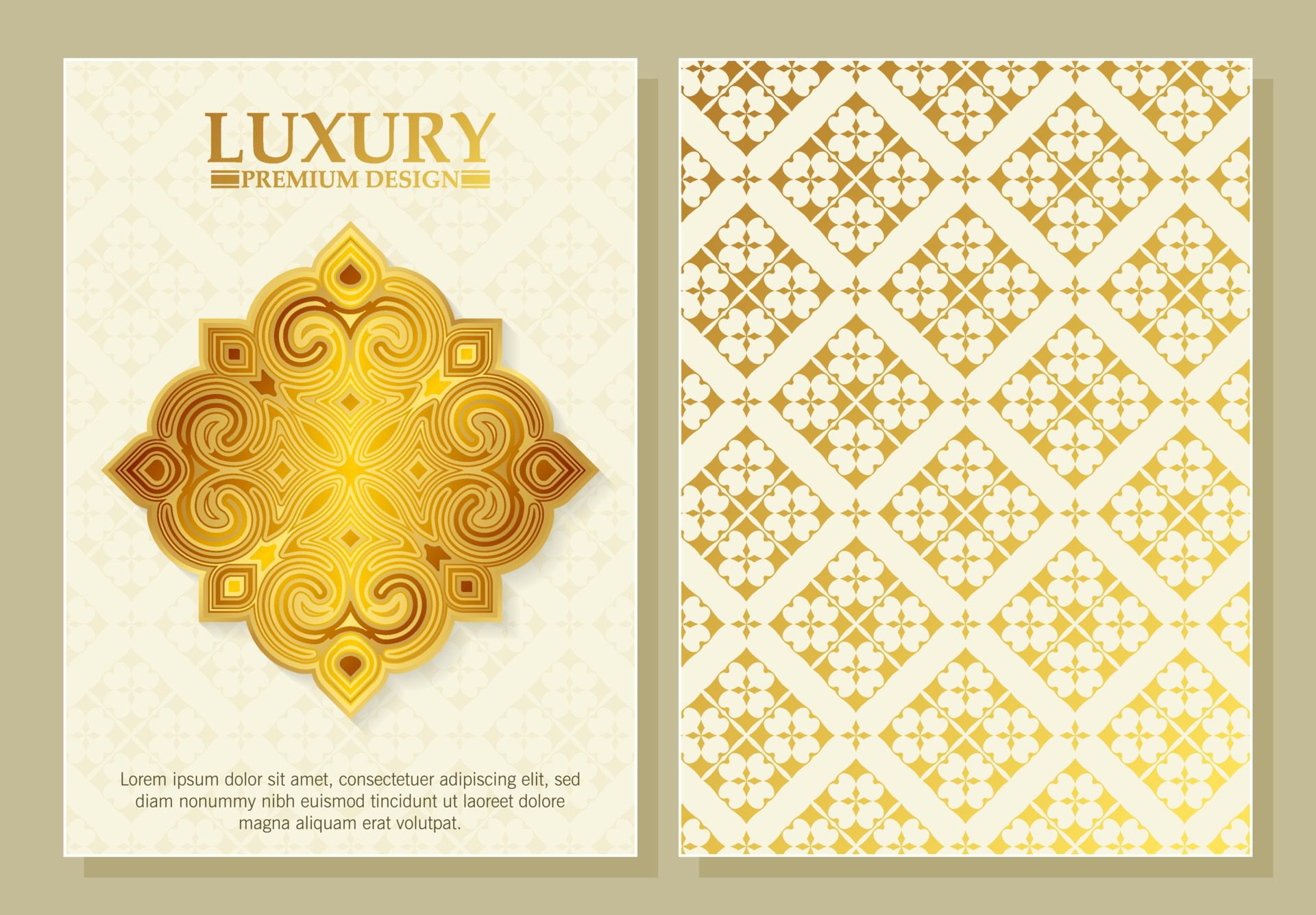 Luxury gold ornament pattern greeting card Free Vector