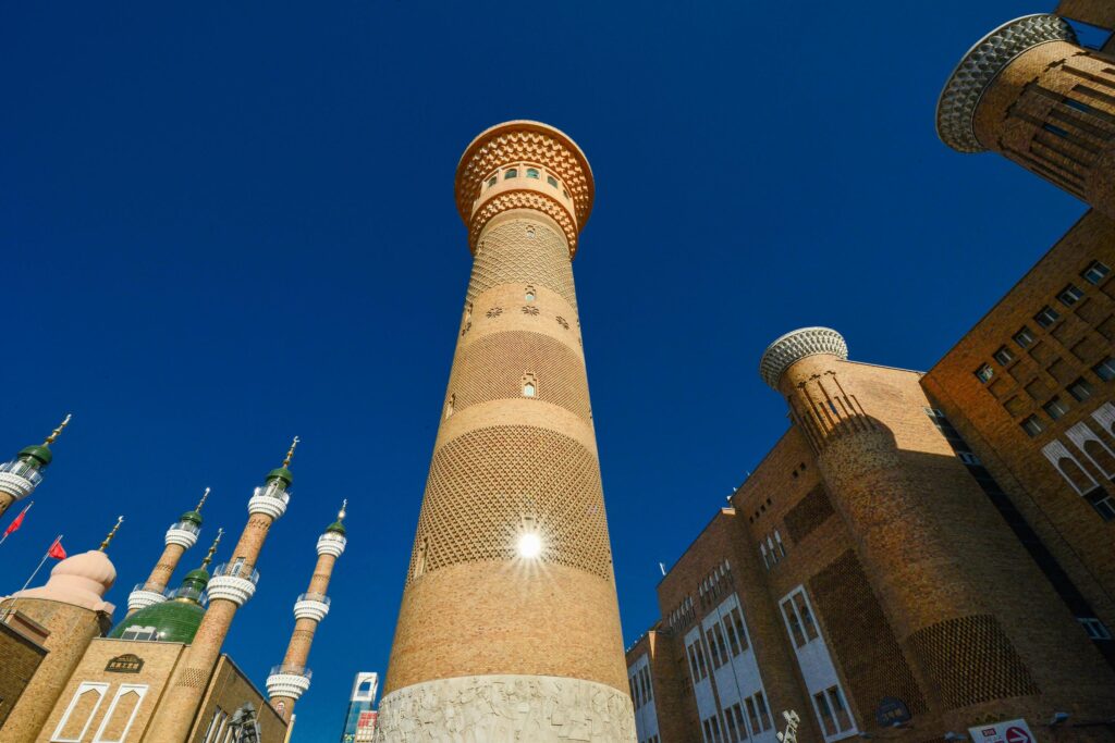 The Grand Bazaar in Urumqi, Xinjiang, China, with its magnificent towering buildings Stock Free