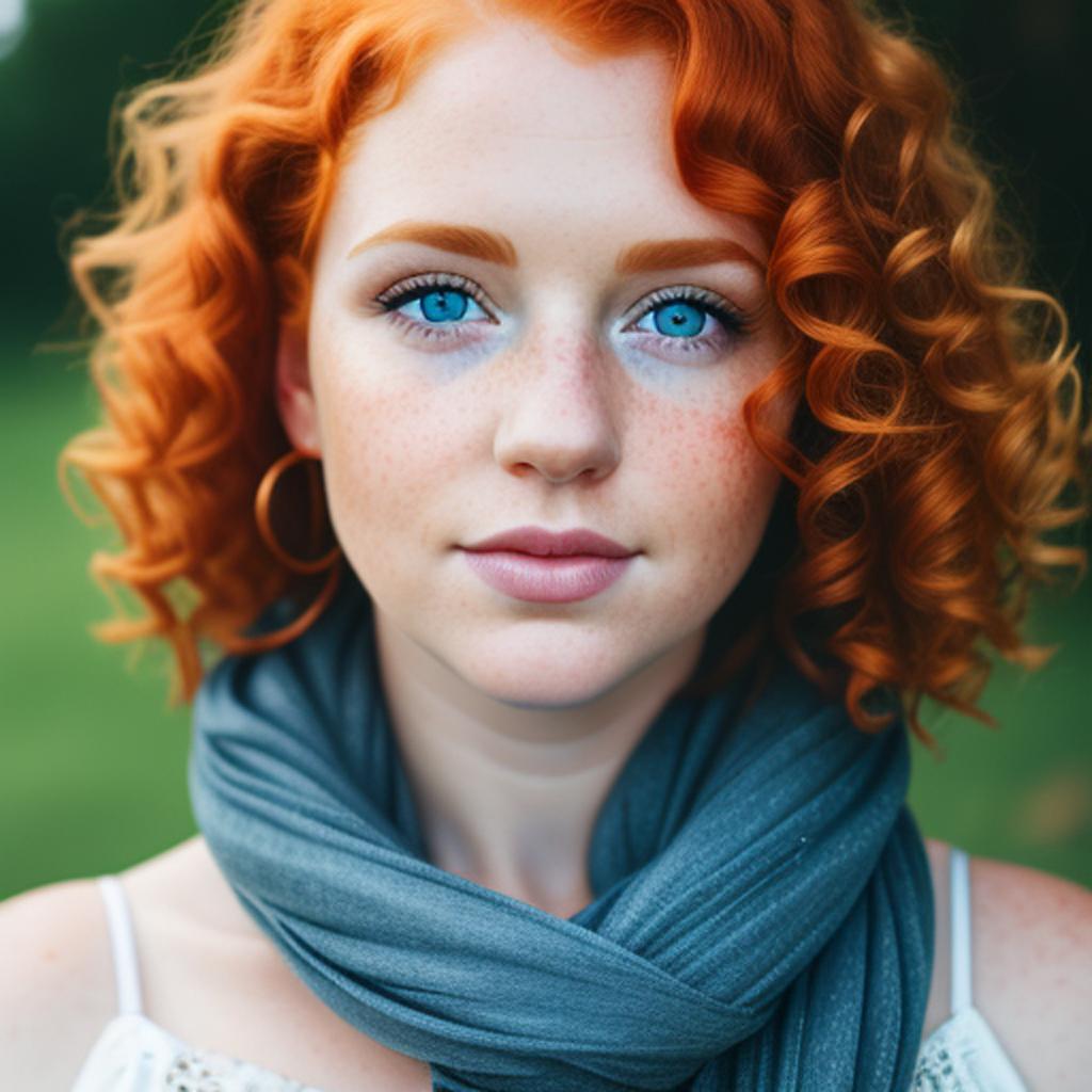 Curly c3 ginger hair, by @ai_generated