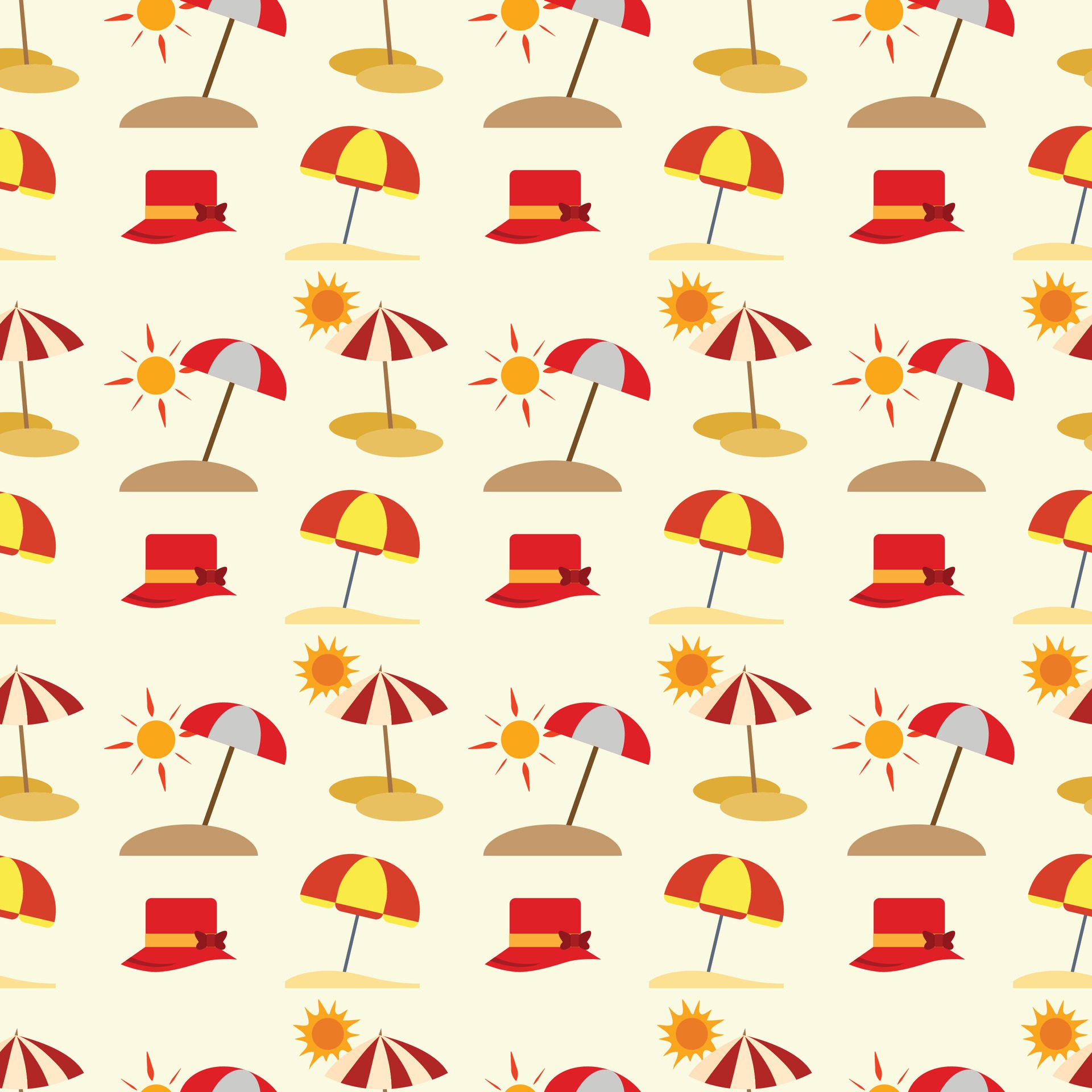 Beach Umbrellas Seamless Pattern Design Free Vector