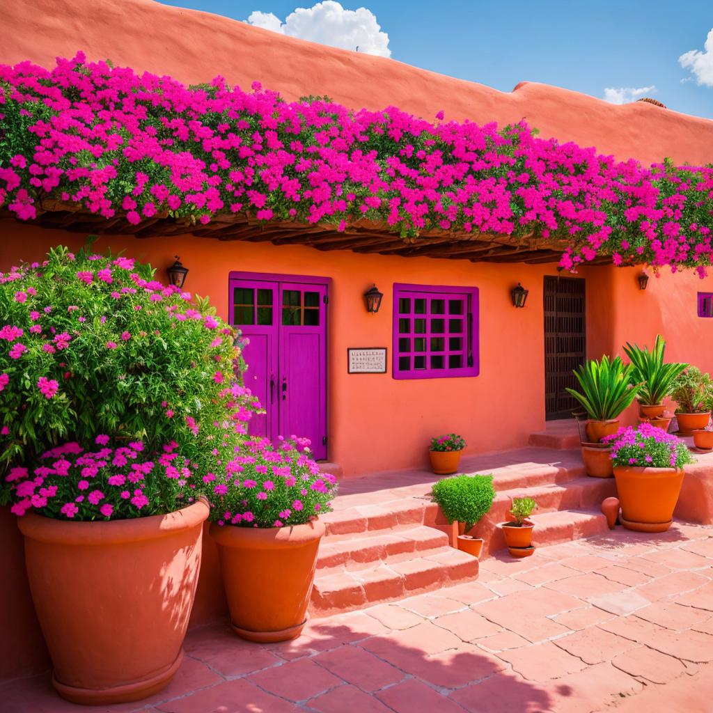 Colorful Mexican adobe house, by @ai_generated