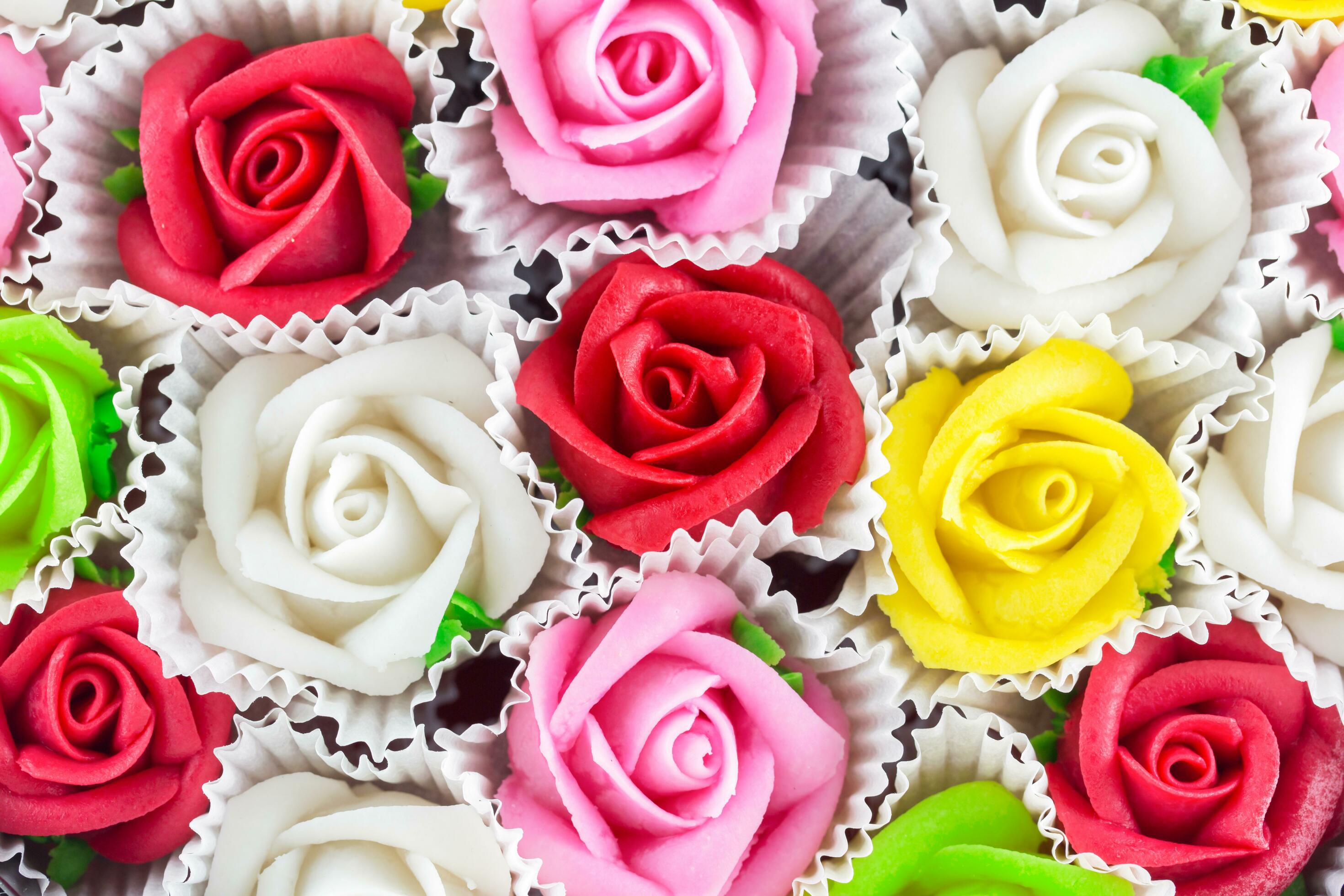 Rose flower sweet sugar icing background. Stock Free