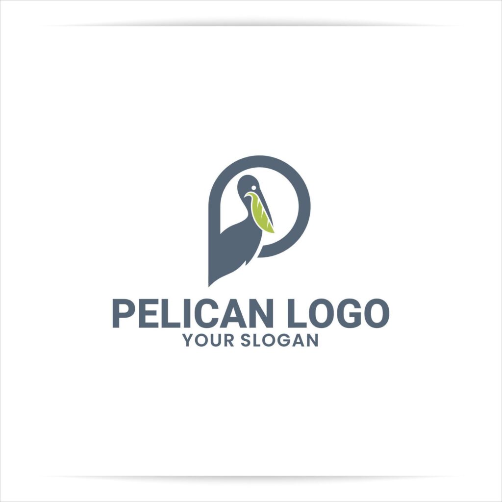 logo designs pelican with leaf in mouth Stock Free