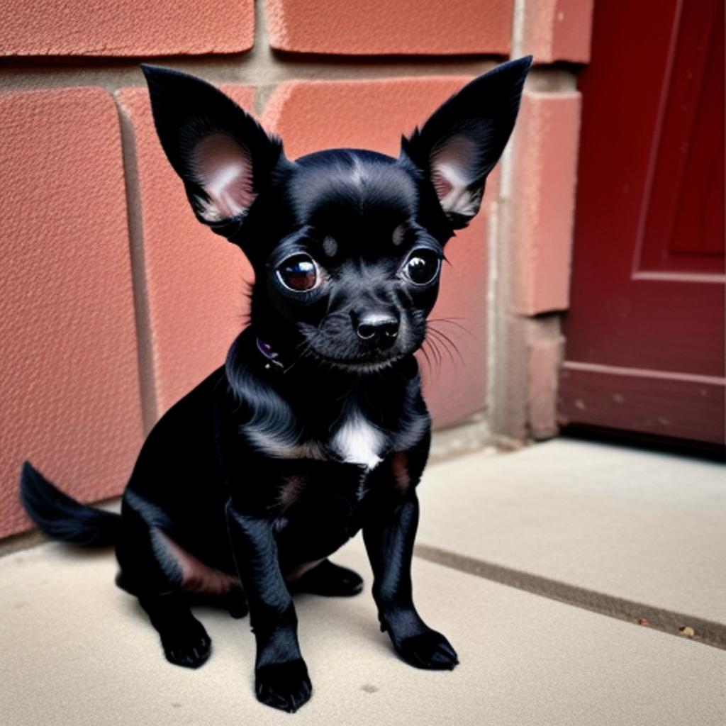 Perrito chihuahua negro, tierno by @ai_generated