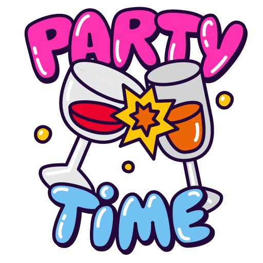 Party, time, drinks sticker