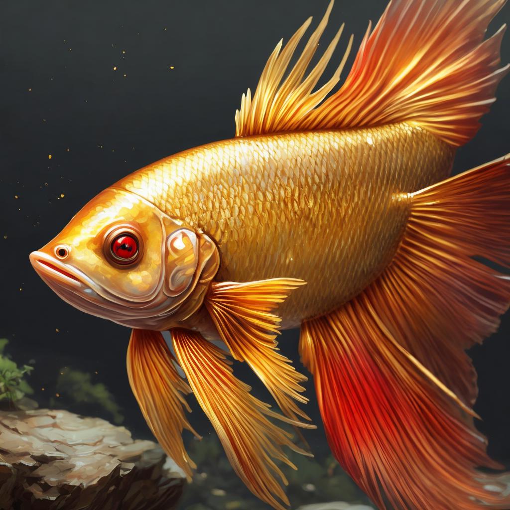 Golden betta fish with by @ai_generated