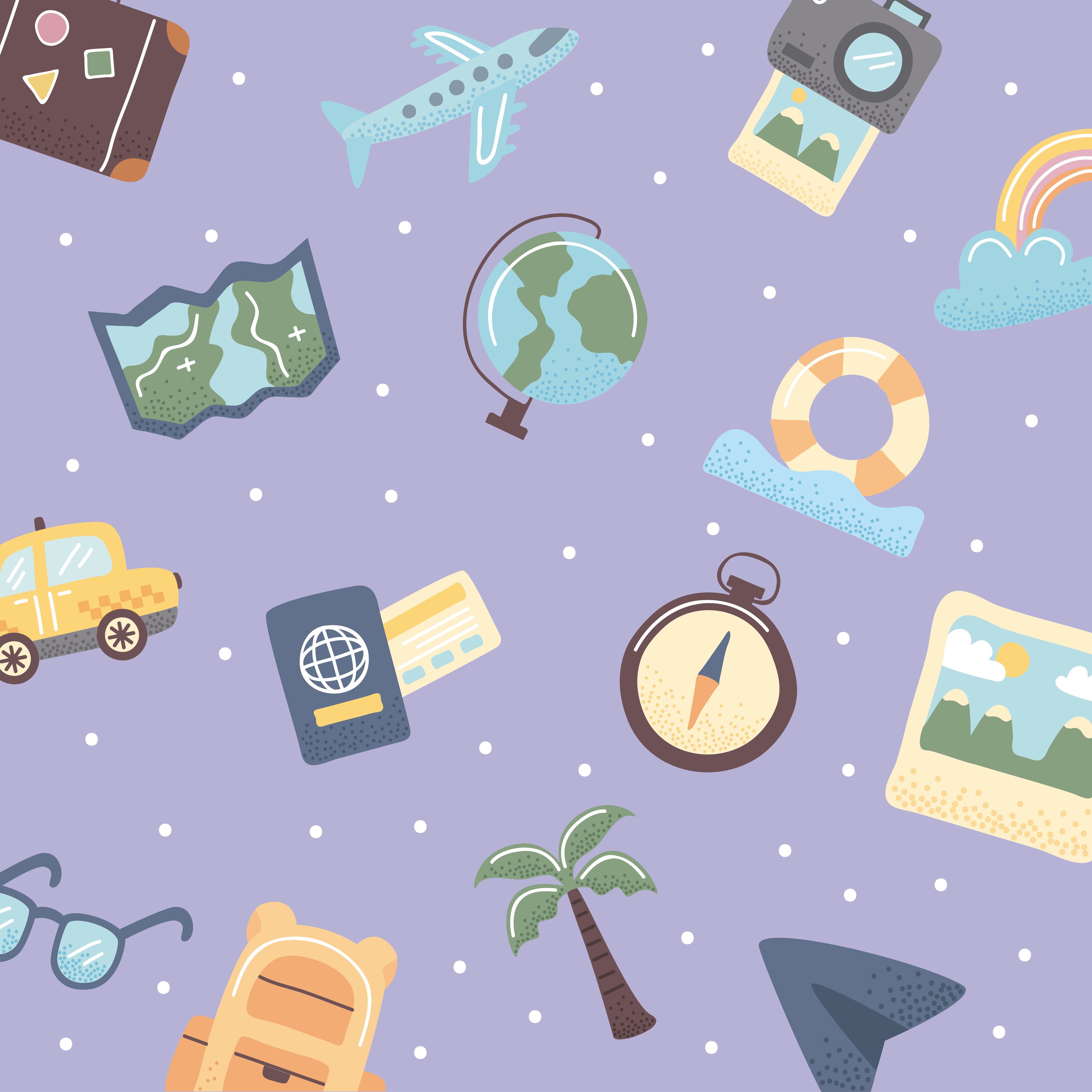 travel lifestyle pattern Free Vector