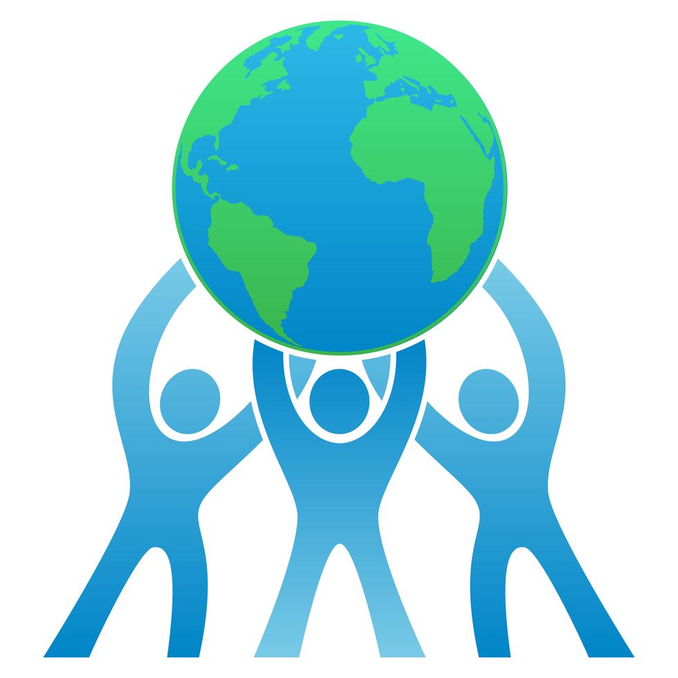 Teamwork Earth Logo Vector Illustration Stock Free