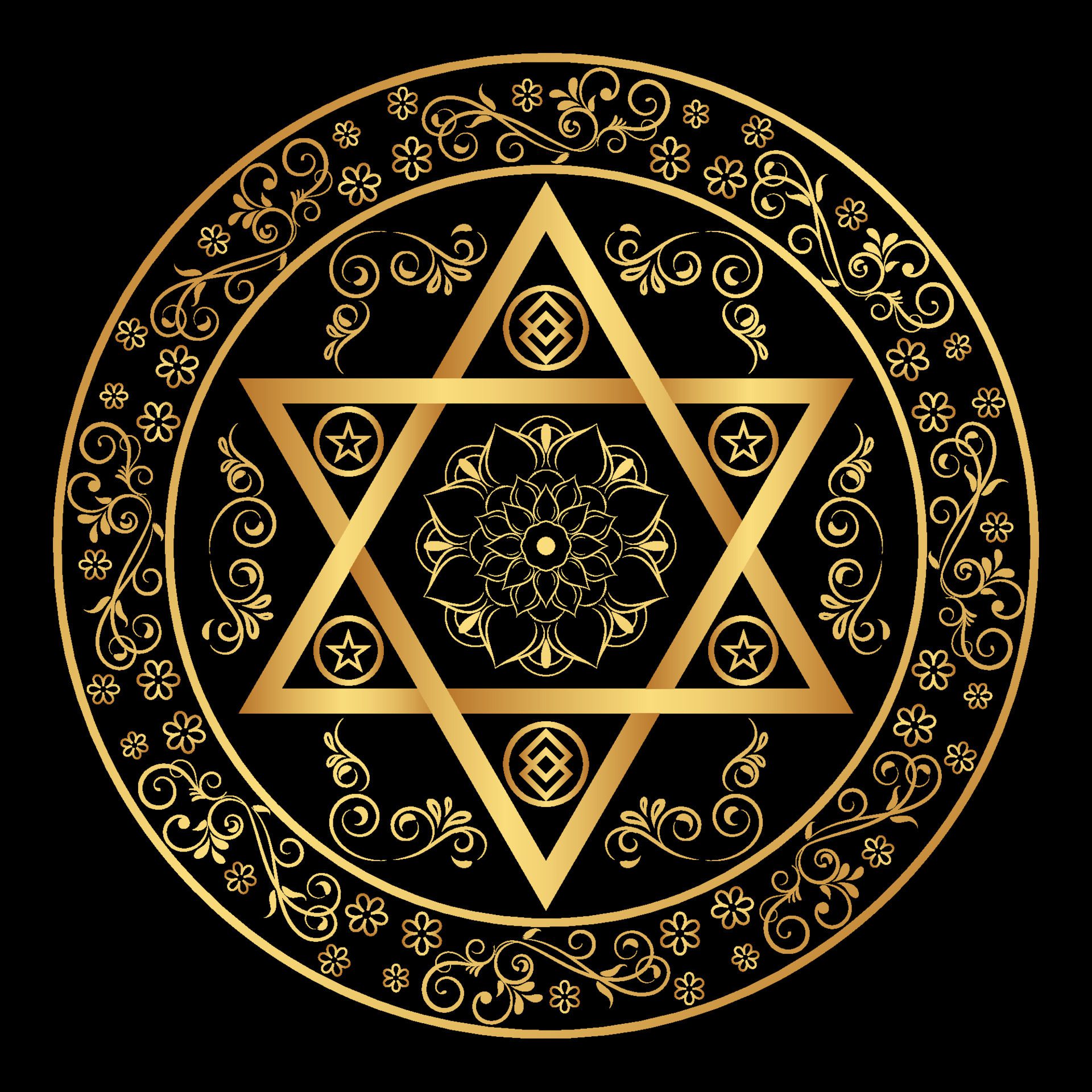 Gold mandala floral pattern, Vintage decorative elements, Mandala background Free Vector and Free SVG