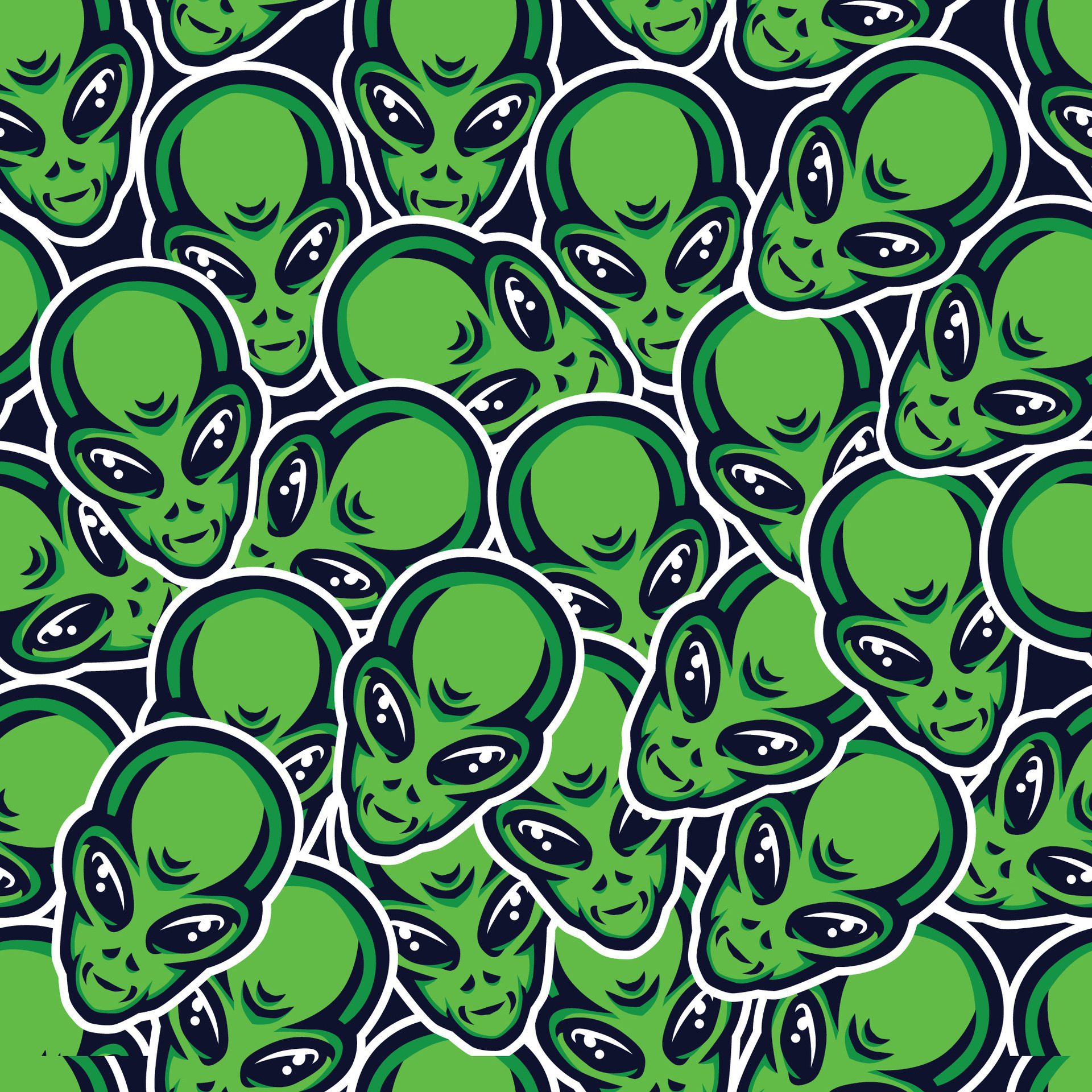 alien head seamless pattern design Free Vector