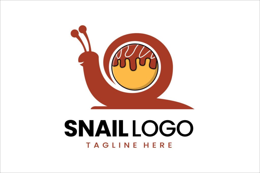 Flat modern simple takoyaki snail logo template icon symbol design illustration Stock Free