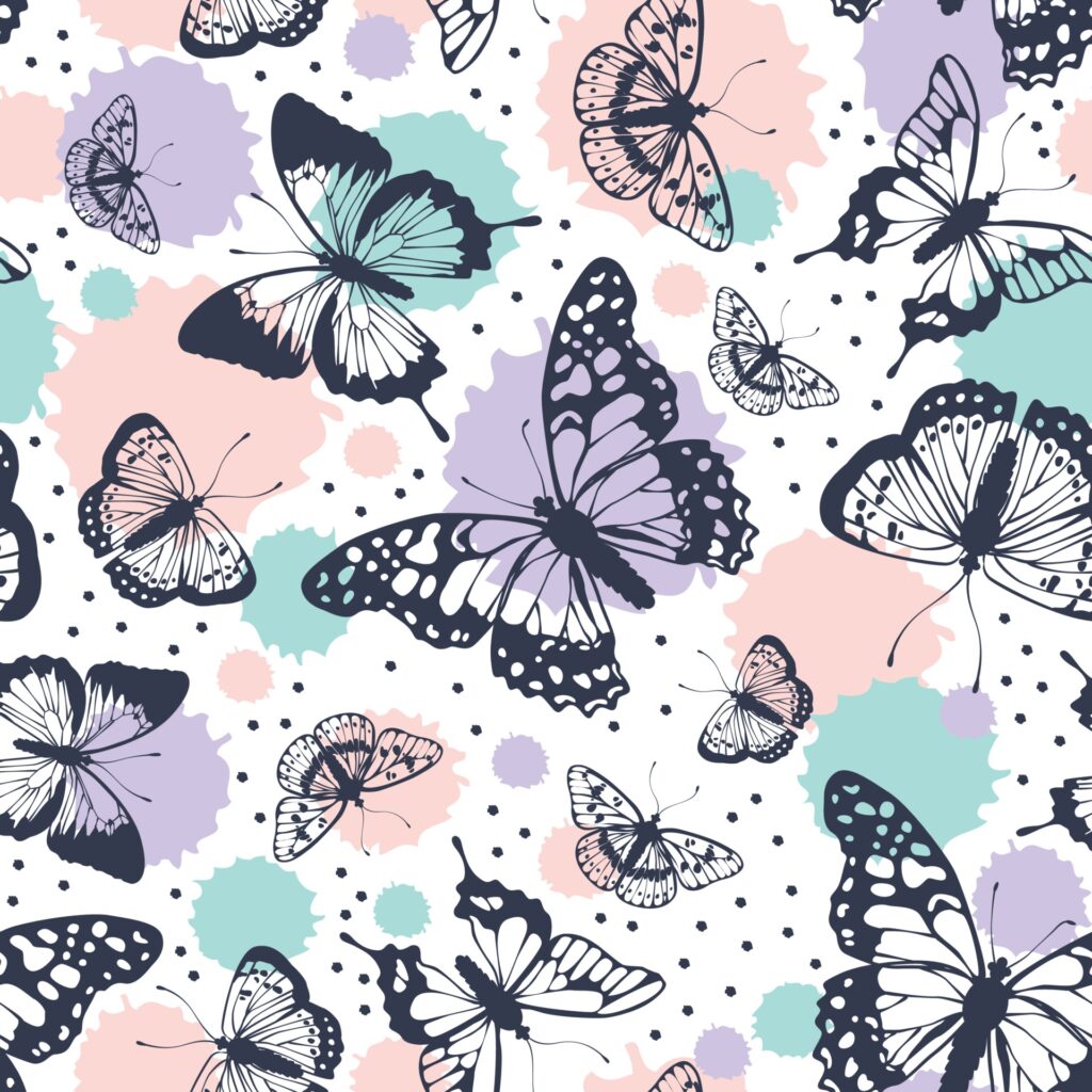 Vector butterflies pattern. Abstract seamless background. Free Vector