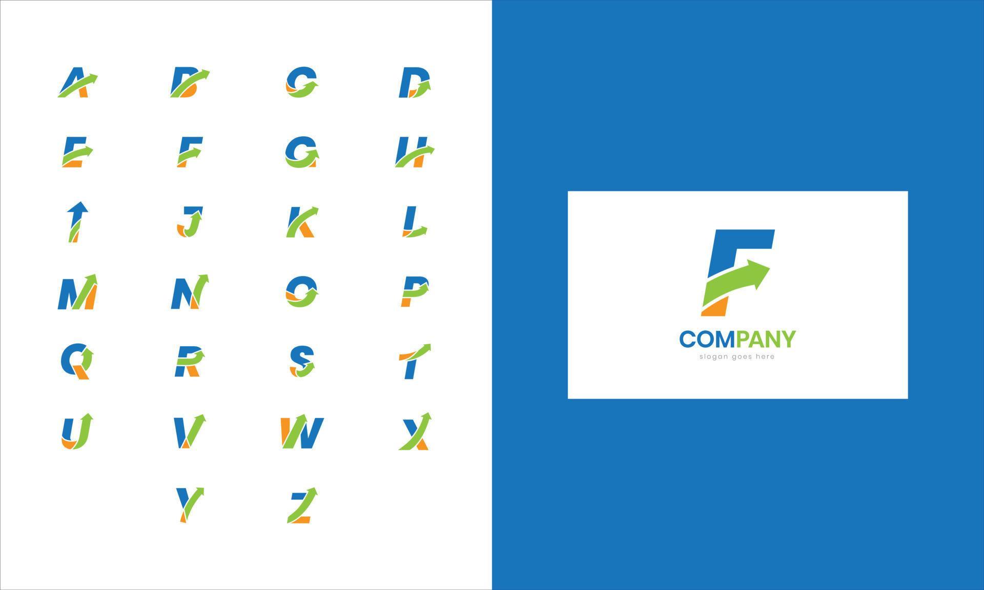 Full Alphabet Initial Logo Colorful Combined with Arrow Element for Company Branding Stock Free