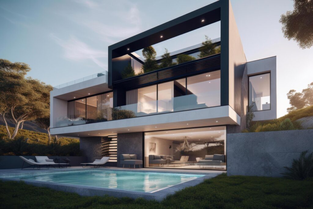 Modern villa. Illustration Stock Free