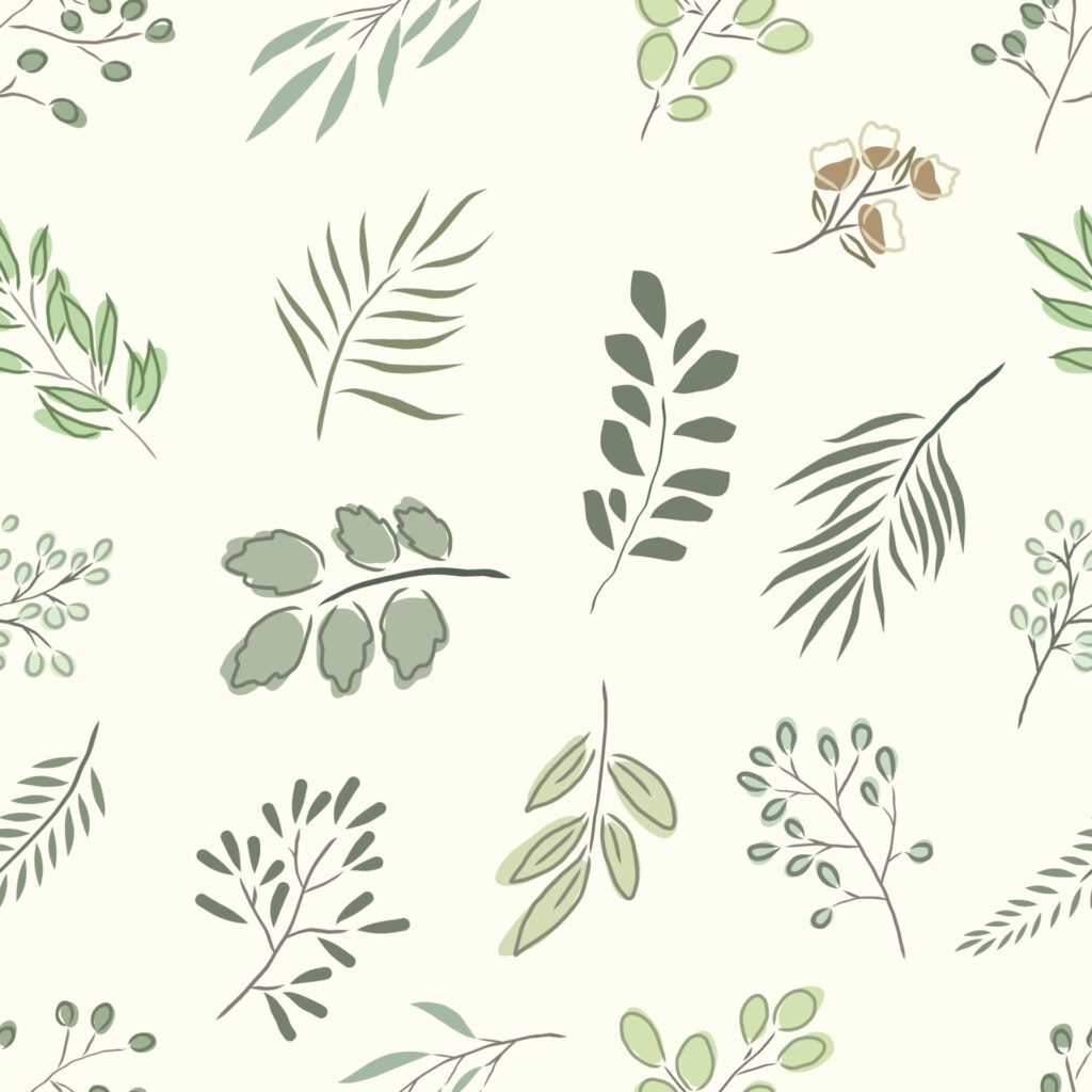 hand drawing seamless pattern botanical greenery Free Vector