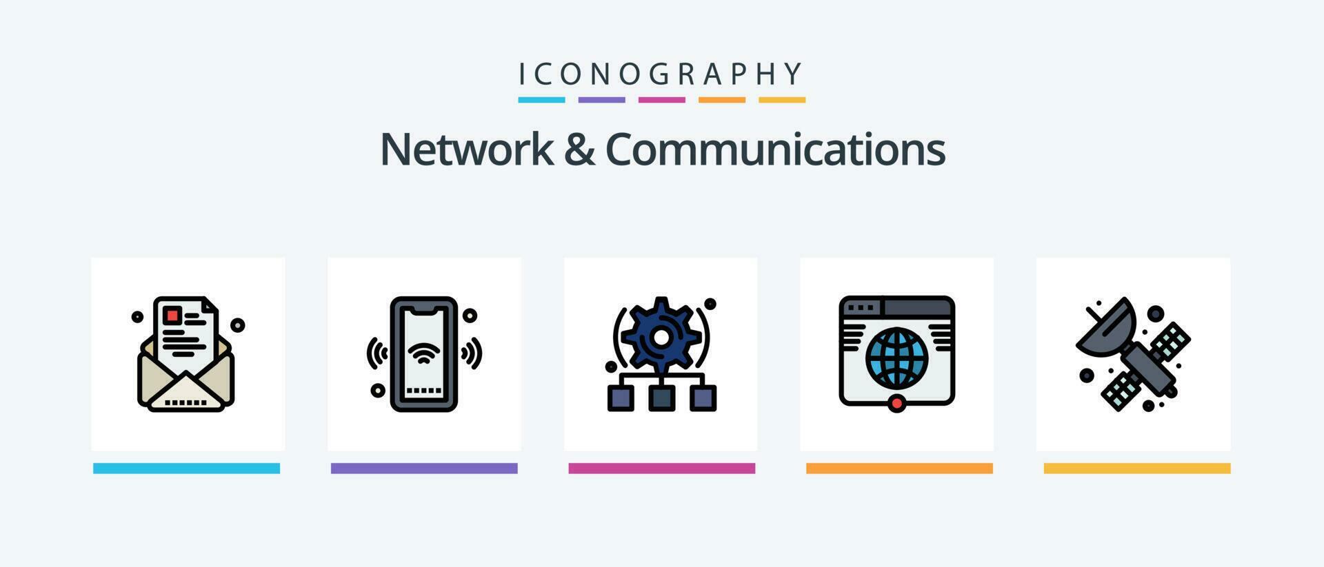 Network And Communications Line Filled 5 Icon Pack Including route. direction. arrow. target. solution. Creative Icons Design Stock Free