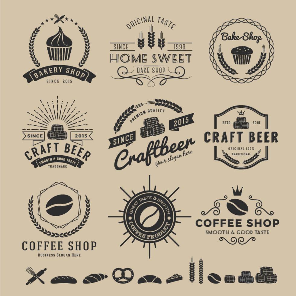 Sets of bake shop logo Stock Free