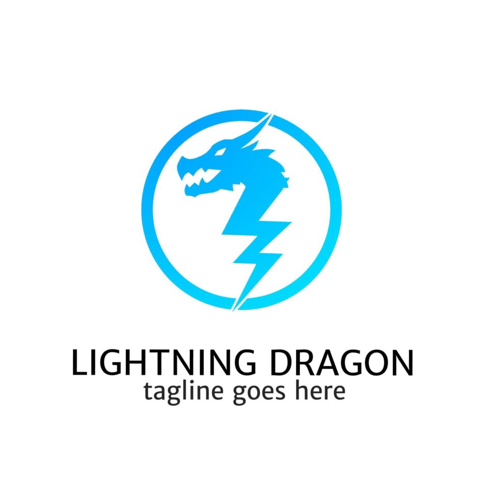 Illustration vector graphic of template logo lightning dragon blue color Stock Free and Free SVG