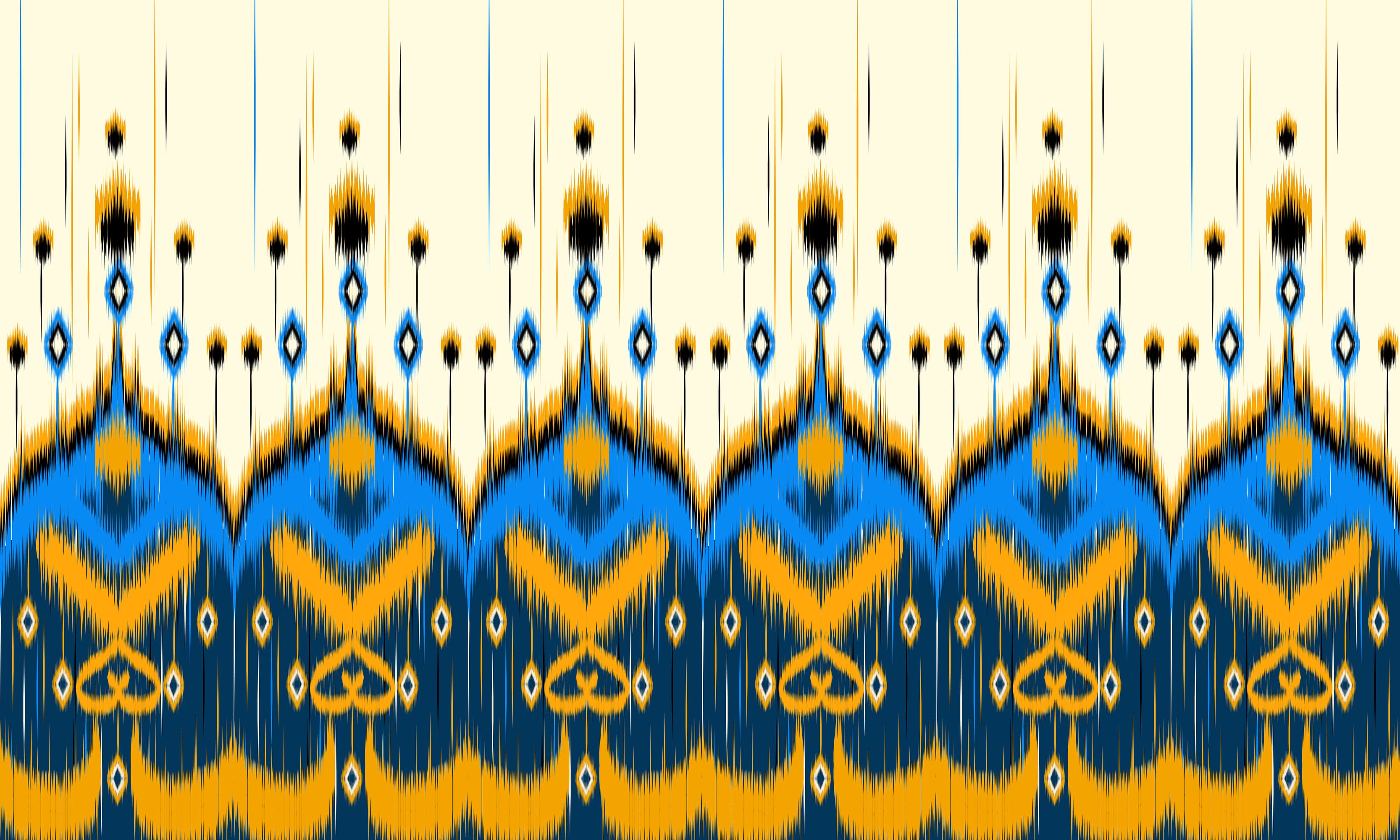 Geometric ethnic oriental ikat seamless pattern. Free Vector