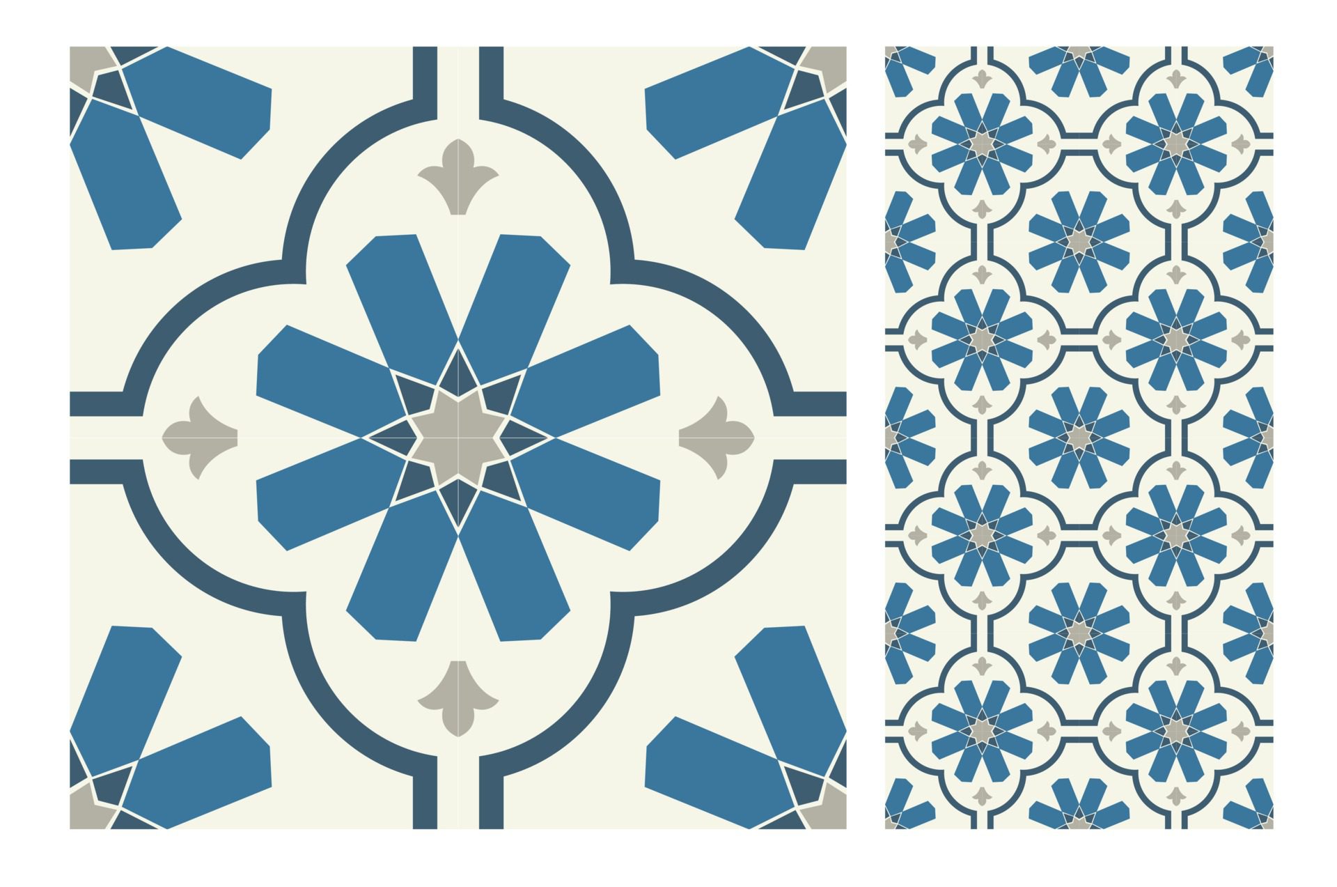 vintage tiles patterns antique seamless design Free Vector