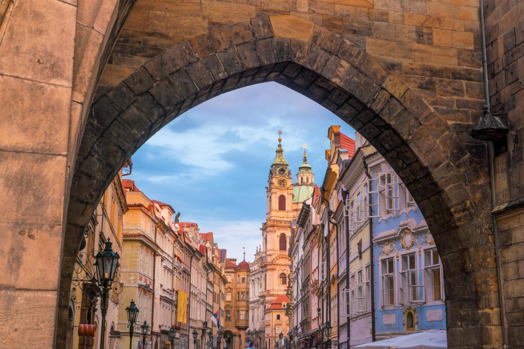 Charles Bridge and Prague city skyline Stock Free