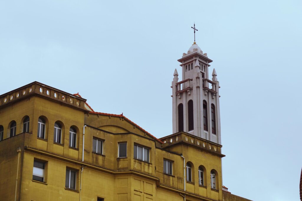 church architecture in Bilbao city Spain travel destination Stock Free