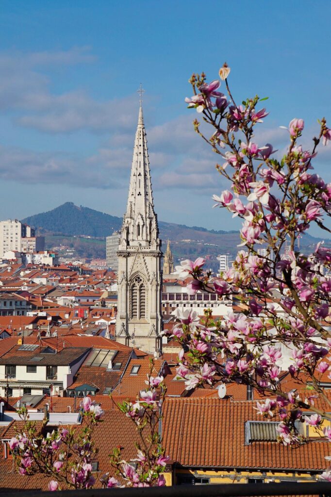 Church building architecture in Bilbao city, Spain Stock Free