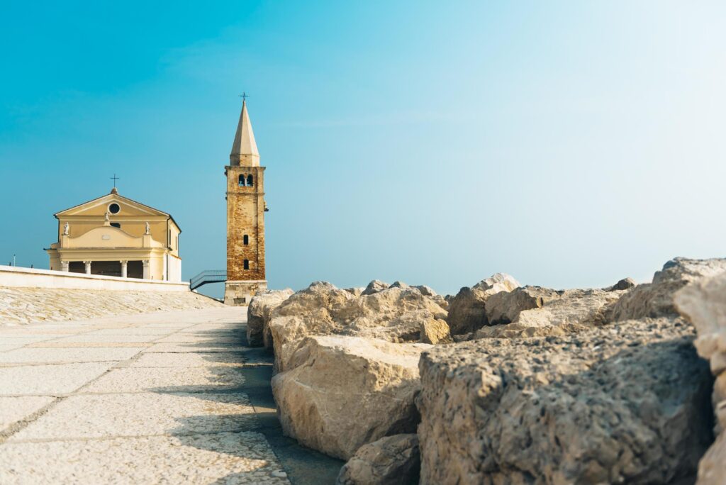 Church of Our Lady of the Angel on the beach of Caorle Italy Stock Free